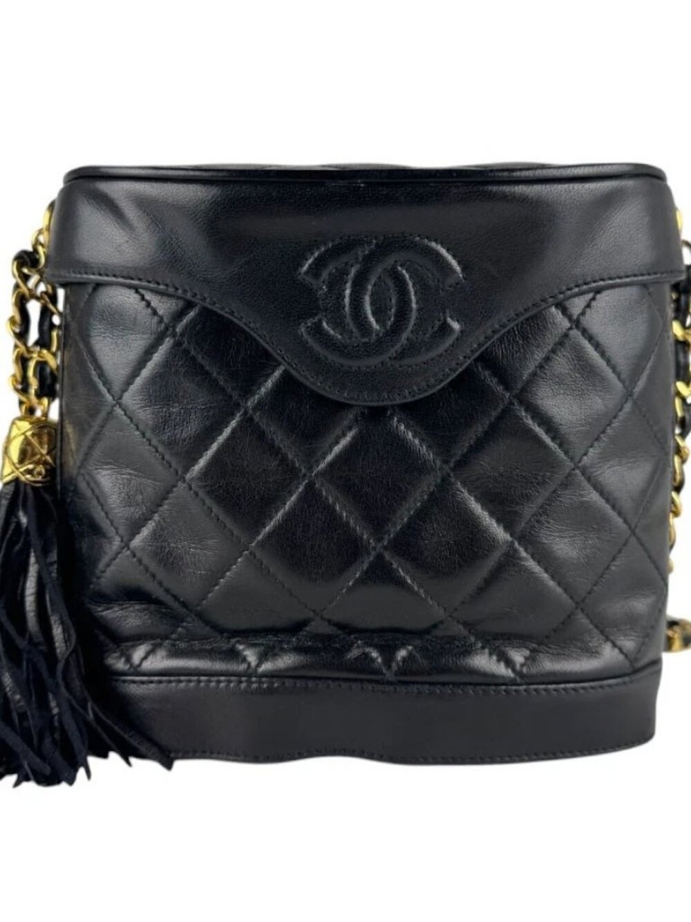 CHANEL Matelasse Chain Shoulder Bag Black/Gold Lambskin/Metal -